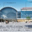 駅前広場側から見た高松駅ビル（仮称）のデザイン。ドーム状の駅コンコースが「海」と「陸」をつなぐイメージに。