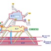 都庁前駅の5Gエリア（左）と地下2階コンコースに設けられた5Gアンテナ（右）。