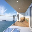 ジャンボフェリーあおい：海のテラス＆足湯「虹の湯」（2F中央左、プレミア席専用エリア）