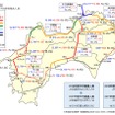 2021年度におけるJR四国の線区別輸送密度（2019年度比）。