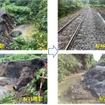盛土・道床が流出し、8月17日に再開した奥羽本線大釈迦～鶴ヶ坂間の復旧状況。