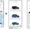 無人レンタカーシステムのアプリ利用画面例