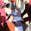山鹿市立平小城小学校はスタンプポイントなので、生徒がシートにスタンプを押してくれる
