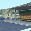 BRTひこぼしラインの待合ブースとバスを組み合わせたイメージ。モデルは彦山駅。
