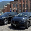 門司営業所に導入されるテスラモデルY（写真左）と日産リーフ（写真右）