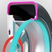 ヒョンデが開発中のスノーチェーン一体型タイヤ。ピンク部分が形状記憶合金製のチェーンモジュール