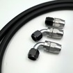 ブラックメッシュホースとブラック×シルバーのフィッティングを使用したキット構成