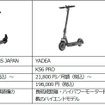 Meister.F（FUGU INNOVATIONS JAPAN）、KS6 PRO（YADEA）、e-FREE01（カーメイト）