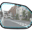 貼り付けたときのイメージ。貼り付け時に多少ずれても問題ないようにフィルム形状をミラー面より約5㎜内側に