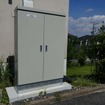 充電器の配電盤に役割を果たす「EV充電器盤」。各ブロックごとに設置されている