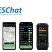 IP無線サービス「ESChat」とKENWOODブランドの無線機端末（右端）