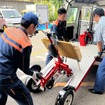 サカイサイクルのレスキューバイク：軽自動車に積載可能。派遣先への移動も容易