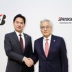 ブリヂストンの次期代表執行役グローバルCEO、森田泰博と、現代表執行役グローバルCEOの石橋秀一氏