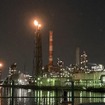 西江橋からのフレアスタックと工場灯火