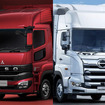 2026年4月に経営統合を予定している三菱ふそうトラック・バスと日野自動車の大型トラック