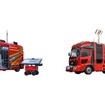 左:現場指揮支援システム・EV指揮車・DX指揮卓　　　右:オリジナルキャビン Intelligent Attacker採用 救助工作車