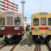西鉄600形ツートンカラー 復刻塗装（向かって左）と標準塗装