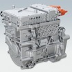 日産のEV用新開発電動パワートレイン「3-in-1」試作ユニット。モーター、インバーター、減速機の3つの部品をモジュール化