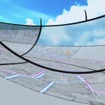 VRゴーグル装着時の映像例：XRでハーフパイプを滑走するイメージ