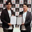 三菱自動車工業取締役会長兼代表執行役CEOの加藤隆雄氏（向かって右）とHighlanders 代表取締役兼CEOの増岡宏哉氏
