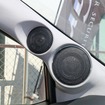 フロントスピーカーに選んだのはモレルのイレイトカーボンPRO 63A。ツイーター／ミッドレンジはAピラーを加工して納める。