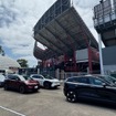 楽天モバイル最強パーク宮城に並んだ試乗車。比較試乗のアレンジは平尾室長の熟考と宮本部員の行動力で実現