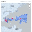 小豆島エリアを指定すると、分析対象範囲に小豆島本島、直島・豊島が表示されます。同エリア内における人気スポットの上位（直島・地中美術館・豊島美術館など）も表示