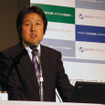 発表会で説明を行う株式会社ユビテック荻野司代表取締役