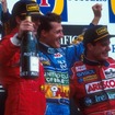 1994年、パシフィックGP、日本、TIサーキット英田。1位：ミハエル・シューマッハ、2位：ゲルハルト・ベルガー、3位：バリチェロ