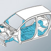 ダイハツ・ミライース。ハイテン材で車体を軽く。