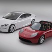 テスラモーターズのモデルS（2012年発売予定）とロードスター