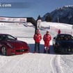 フェラーリFFで雪上スラローム対決を行ったアロンソ選手とマッサ選手（動画キャプチャー）