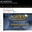 米アカデミー賞公式HP。ノミネート結果が公表されている