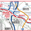 さがみ縦貫道の開通予定図。IC/JCT名は仮称時のもの。