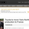 北米向けヴィッツの生産拠点が日本からフランスへ移管されると伝えた『ロイター』