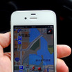 iPhone側で見た地図画面。単体でのアプリ使用ができるかどうかは現状未決定。