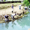 三重工場従業員による桧尻川の水生生物調査の様子
