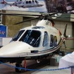 同じアグスタ社の『AW109SP グランドニュー』は、民間ヘリとしては最速を誇る。展示されていたのはVIP送迎仕様。