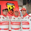 アバルトドライビングファンスクールの講師で、スーパー耐久に挑戦する福山英朗氏（中央）、桧井保孝氏（右）、大文字賢浩氏(左)