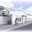 新たに設けられる白山駅南口の完成イメージ。新駅舎は半地下構造になり、ホームの下に改札が設けられる。