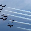 ふくしまスカイパーク上空てフルショーを行ったブライトリング・ジェットチーム。これは2日目（8月8日）のもの。初日とはメニューを若干変えて実施した。