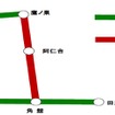 「秋田わくわくパス」のフリーエリア。「秋田・津軽由遊パス」に比べ利用できる範囲が狭い。