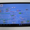 駅員が使用するタブレット端末の画面イメージ。列車の走行位置などが確認できるようにする。