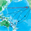 黒線が各国エアラインの認定済みの路線で、赤点線が今回認定された、JALのサンフランシスコ線。