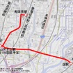 12月21日から運行を開始する京阪淀駅～JR長岡京駅間のバス路線のルート。阪急の新駅・西山天王山駅を経由する。