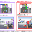 適用イメージ比較（車の陰のバイクと道標近くの歩行者の例）
