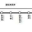 石巻線の路線概略図。小牛田～浦宿間は今年3月までに運転を再開しており、残る浦宿～女川間の2015年春の再開を目指す。
