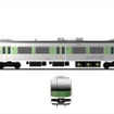 烏山線で運用される予定の蓄電池電車「EV-E301系」。このほど車両の愛称が「ACCUM」に決まった。