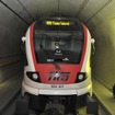 スイスで建設が進む世界最長の鉄道トンネル、ゴッタルドベーストンネルで12月16日から始まった公式試運転の様子。車両はスイス国鉄の近郊用車両524形