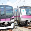東京メトロ半蔵門線の08系（左）と8000系。来年3月のダイヤ改正で終電時刻が繰り下がる。